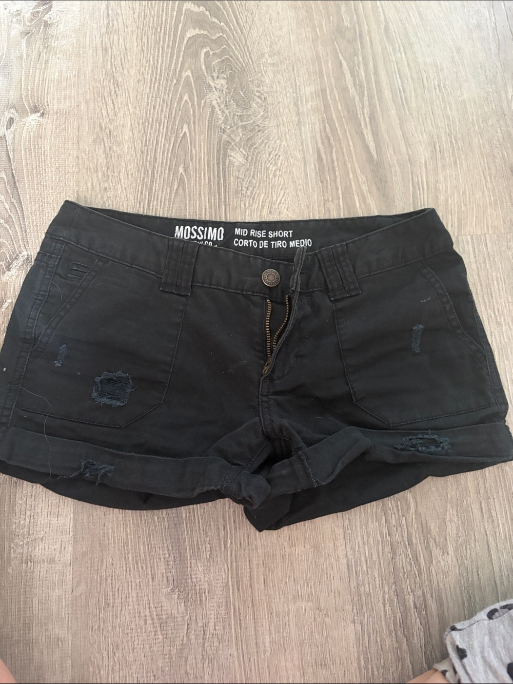 Mossimo Supply Co. Black Distressed Mid-Rise Jean Shorts